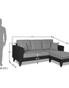 Adorn India Martin L Shape 4 Seater Sofa Set Two Tone (Right Hand Side) (Grey & Black)