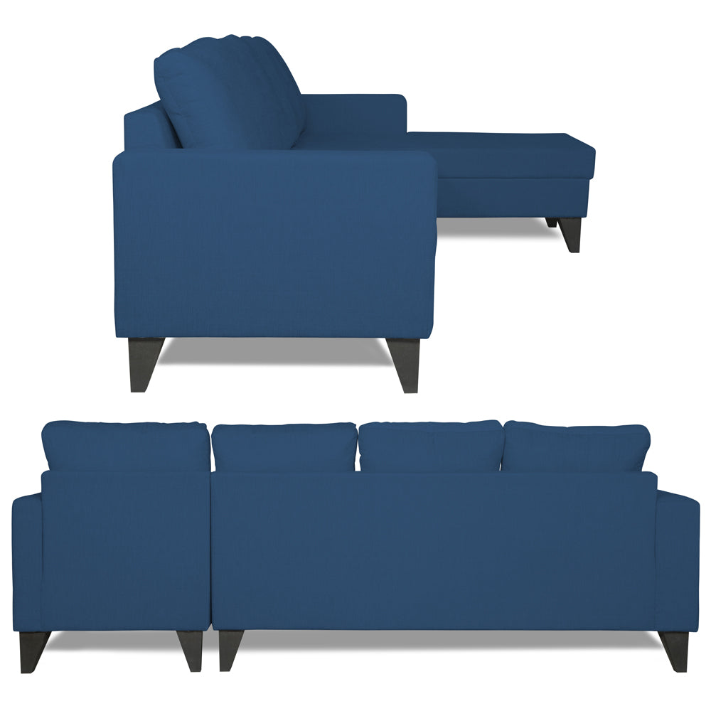Adorn India Hallton L Shape 5 Seater Sofa Set Plain (Right Hand Side) (Blue)