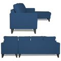 Adorn India Hallton Plain L Shape 6 Seater Sofa Set RHS (Blue) (3 Year Warranty)