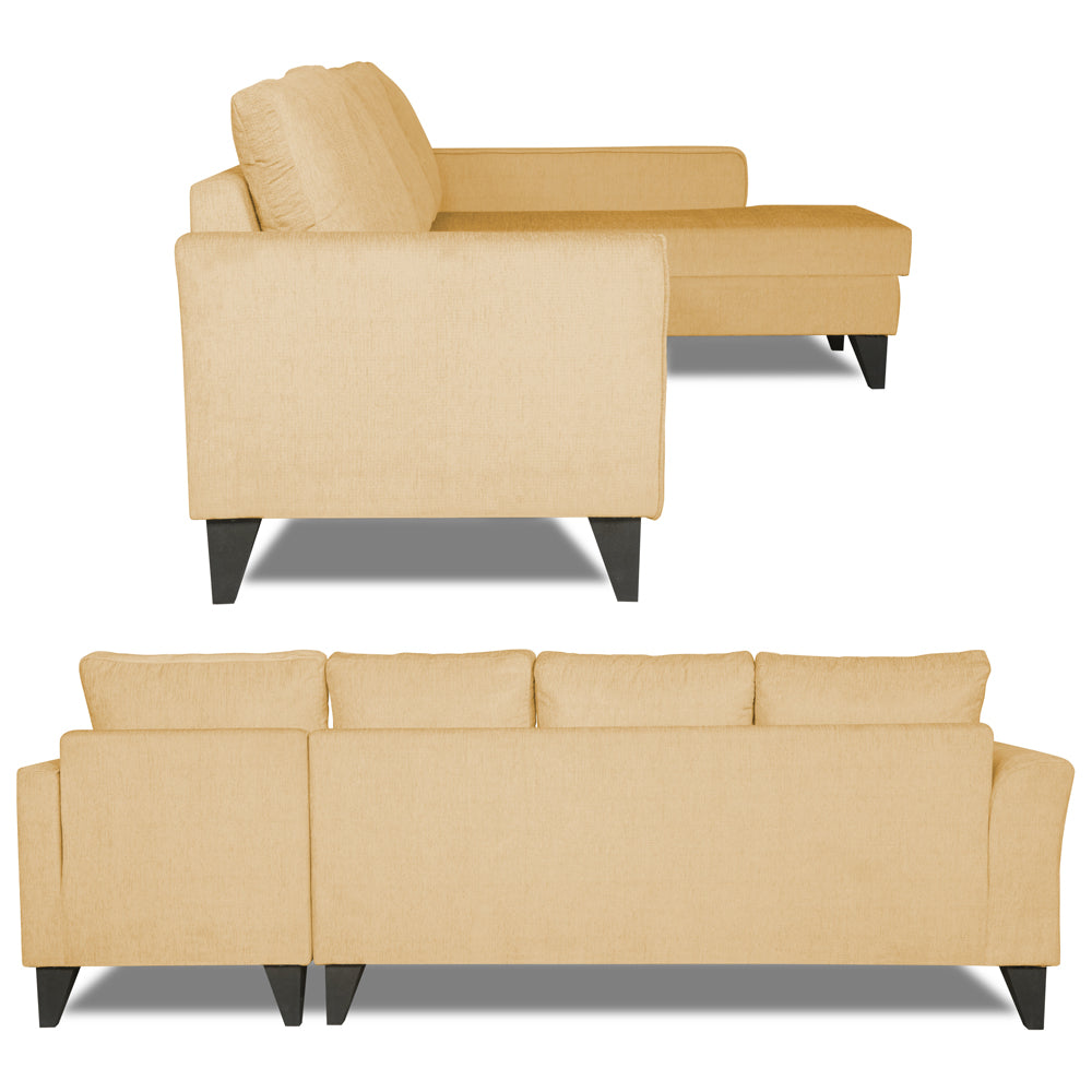 Adorn India Maddox L Shape 6 Seater Sofa Set Plain (Right Hand Side) (Beige)