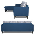 Adorn India Chandler Stripes L Shape 5 Seater Sofa Set LHS (Blue) (3 Year Warranty)
