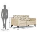 Adorn India Straight line Plus Leaf 3 Seater Sofa (Beige) (3 Year Warranty)