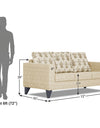 Adorn India Straight line Plus Leaf 3 Seater Sofa (Beige)