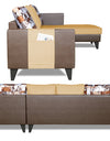 Adorn India Ashley L Shape 5 Seater Sofa Set Leatherette Fabric Digitel Print (Right Hand Side) (Brown & Beige)