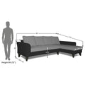 Adorn India Maddox Plain Two Tone L Shape 6 Seater Sofa Set RHS (Grey & Black) (3 Year Warranty)