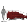 Adorn India Chandler L Shape 4 Seater Sofa Set Plain (Right Hand Side) (Maroon)