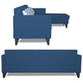 Adorn India Bladen L Shape 5 Seater Sofa Set Floral Print (Right Hand Side) (Blue)