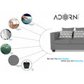 Adorn India Poland L Shape 6 Seater Sofa Set (Right Side) (Grey)