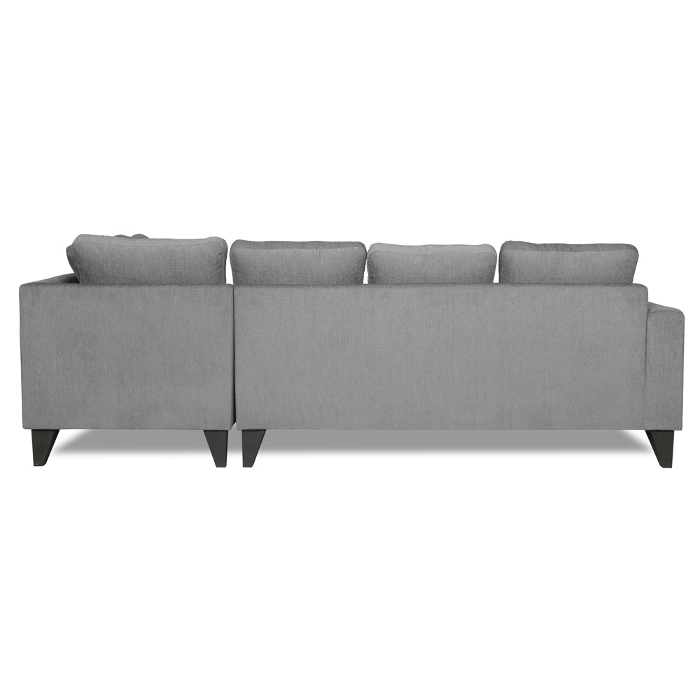 Adorn India Bryson L Shape 6 Seater Sofa Set Plain (Right Hand Side) (Grey)