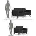 Adorn India Straight line Plus Leatherette 3+2 5 Seater Sofa Set (Black) (3 Year Warranty)