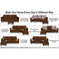 Adorn India Hallton L Shape 4 Seater Sofa Set Digital Print (Brown) (3 Year Warranty)