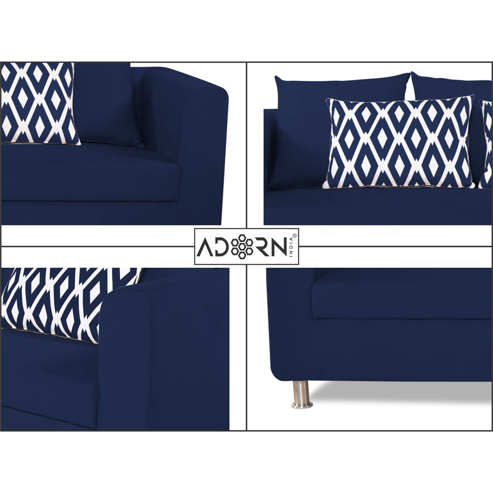 Adorn India Poland 3-1-1 Five Seater Sofa Set (Blue)