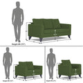 Adorn India Hallton Plain 3+2+1 6 Seater Sofa Set (Green) (3 Year Warranty)