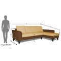 Adorn India Maddox Plain Two Tone L Shape 6 Seater Sofa Set RHS (Brown & Beige) (3 Year Warranty)