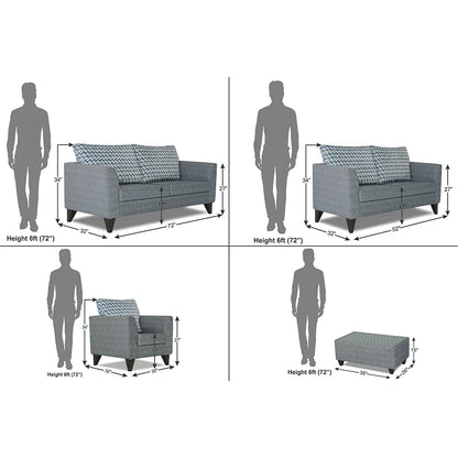 Adorn India Tornado Bricks 3+2+1 6 Seater Sofa Set with Centre Table (Grey)