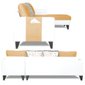 Adorn India Ashley Leatherette Fabric L Shape 6 Seater Sofa Set Digitel Print (Right Hand Side) (Beige & White) (3 Year Warranty)