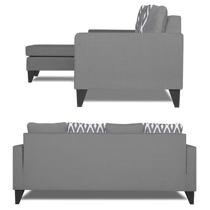 Adorn India Beetle L Shape 5 Seater Sofa Set Rhombus (Left Hand Side) (Grey)