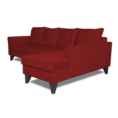 Adorn India Maddox Tufted L Shape 6 Seater Sofa Set (Right Hand Side) (Maroon)