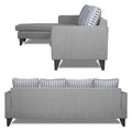 Adorn India Chandler Stripes L Shape 5 Seater Sofa Set LHS (Grey) (3 Year Warranty)