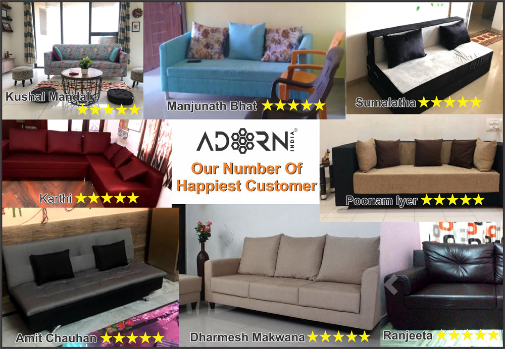 Adorn India Magnum 3 Seater Sofa (Dark Grey)