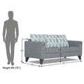 Adorn India Straight line Plus Leaf 3 Seater Sofa (Grey) (3 Year Warranty)