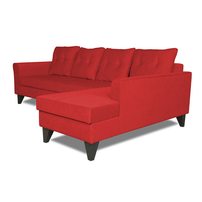 Adorn India Maddox Tufted L Shape 6 Seater Sofa Set (Right Hand Side) (Red)