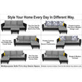 Adorn India Hallton L Shape 4 Seater Sofa Set Digital Print (Black & Grey) (3 Year Warranty)