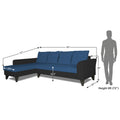 Adorn India Maddox Plain Two Tone L Shape 6 Seater Sofa Set LHS (Blue & Black) (3 Year Warranty)