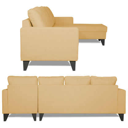 Adorn India Hallton L Shape 5 Seater Sofa Set Plain (Right Hand Side) (Beige)