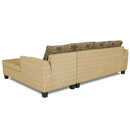 Adorn India Raiden Crafty L Shape 6 Seater Sofa Set with Center Table (Right Hand Side) (Beige)