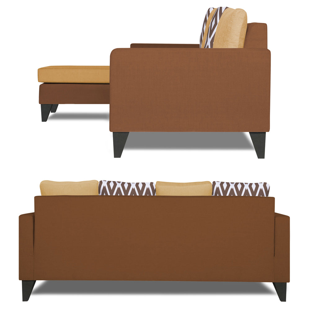 Adorn India Beetle L Shape 5 Seater Sofa Set Rhombus (Left Hand Side) (Brown & Beige)