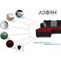 Zink Straight line L Shape 5 Seater Sofa Rhombus Cushion (Left Side Handle)(Red & Black)