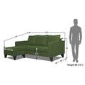 Adorn India Chandler L Shape 4 Seater Sofa Set Plain (Green)