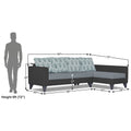 Adorn India Beetle Plus Leaf L Shape 6 Seater Sofa Set (Right Hand Side)(Black & Grey) (3 Year Warranty)