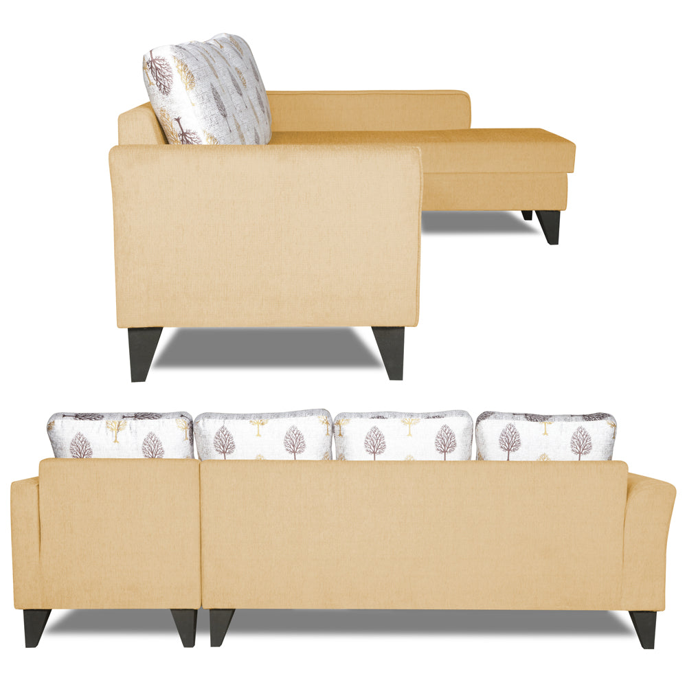 Adorn India Maddox L Shape 6 Seater Sofa Set Digital Print Right Hand Side (Beige) (3 Year Warranty)