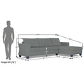 Adorn India Valencia Plus Decent L Shape 6 Seater Sofa Set (Right Hand Side) (Grey)