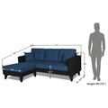 Adorn India Martin L Shape 4 Seater Sofa Set Two Tone Left Hand Side (Blue & Black) (3 Year Warranty)