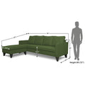 Adorn India Chandler Plain L Shape 5 Seater Sofa Sofa Set Lhs (Green) (3 Year Warranty)