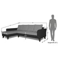 Adorn India Maddox Plain Two Tone L Shape 6 Seater Sofa Set LHS (Grey & Black) (3 Year Warranty)