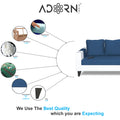 Adorn India Ashley Plain Leatherette Fabric 3 Seater Sofa (Blue & White) (3 Year Warranty)