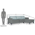 Adorn India Valencia Plus Bricks L Shape 6 Seater Sofa Set (Right Hand Side) (Grey)