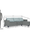 Adorn India Alexia Plus Bricks L Shape 6 Seater Sofa Set (Right Hand Side) (Grey)