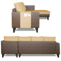 Adorn India Ashley L Shape 6 Seater Sofa Set Leatherette Fabric Plain (Right Hand Side) (Brown & Beige) (3 Year Warranty)