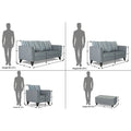 Adorn India Lawson Stripes 3+2+1 6 Seater Sofa Set with Centre Table (Grey)