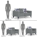 Adorn India Hallton Digitel Print Cushion 3+2+1 6 Seater Sofa Set (Grey) (3 Year Warranty)