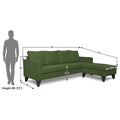 Adorn India Chandler Plain L Shape 5 Seater Sofa Set RHS (Green) (3 Year Warranty)