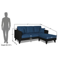 Adorn India Martin L Shape 4 Seater Sofa Set Two Tone (Right Hand Side) (Blue & Black) (3 Year Warranty)