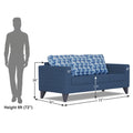Adorn India Straight line Plus Bricks 3 Seater Sofa (Blue) (3 Year Warranty)