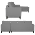 Adorn India Hallton L Shape Decent Sofa Set 7 Seater with Ottoman (Right Side) (Grey) (3 Year Warranty)
