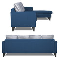Adorn India Chandler Stripes L Shape 5 Seater Sofa Set RHS (Blue) (3 Year Warranty)
